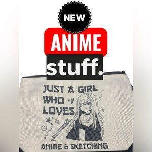 Source Unknown Black and White Anime Cosmetic Bag